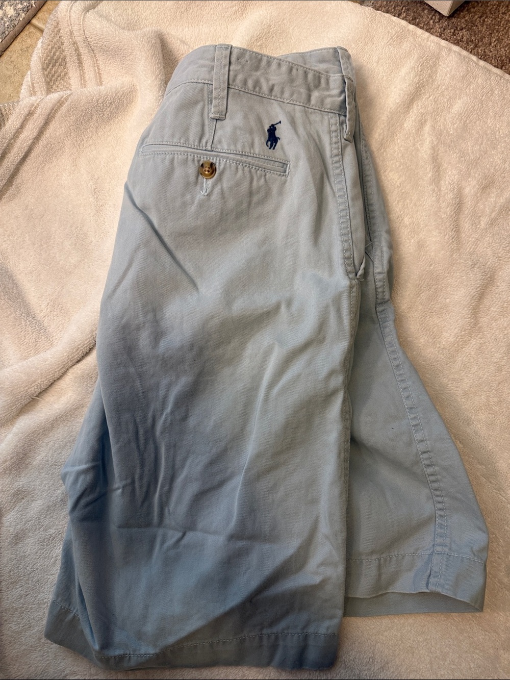 Ralph Lauren Light Blue and Cream Chino Shorts - Picture 1 of 3